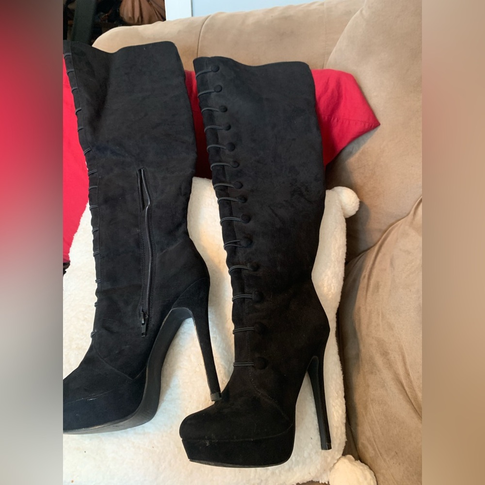 Black Over The Knee Stiletto Boots